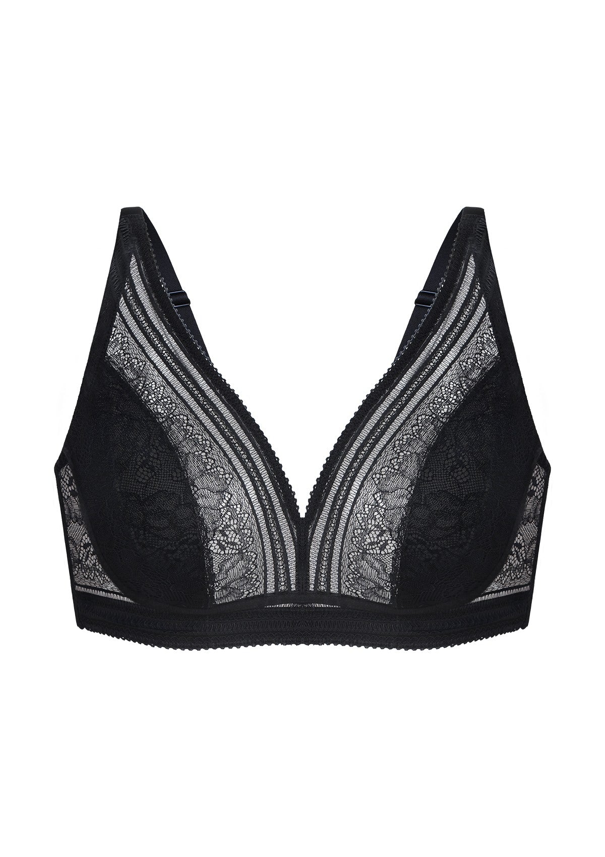 Peony Deep V Lace Wireless Unlined Bralette - Black / XXXL