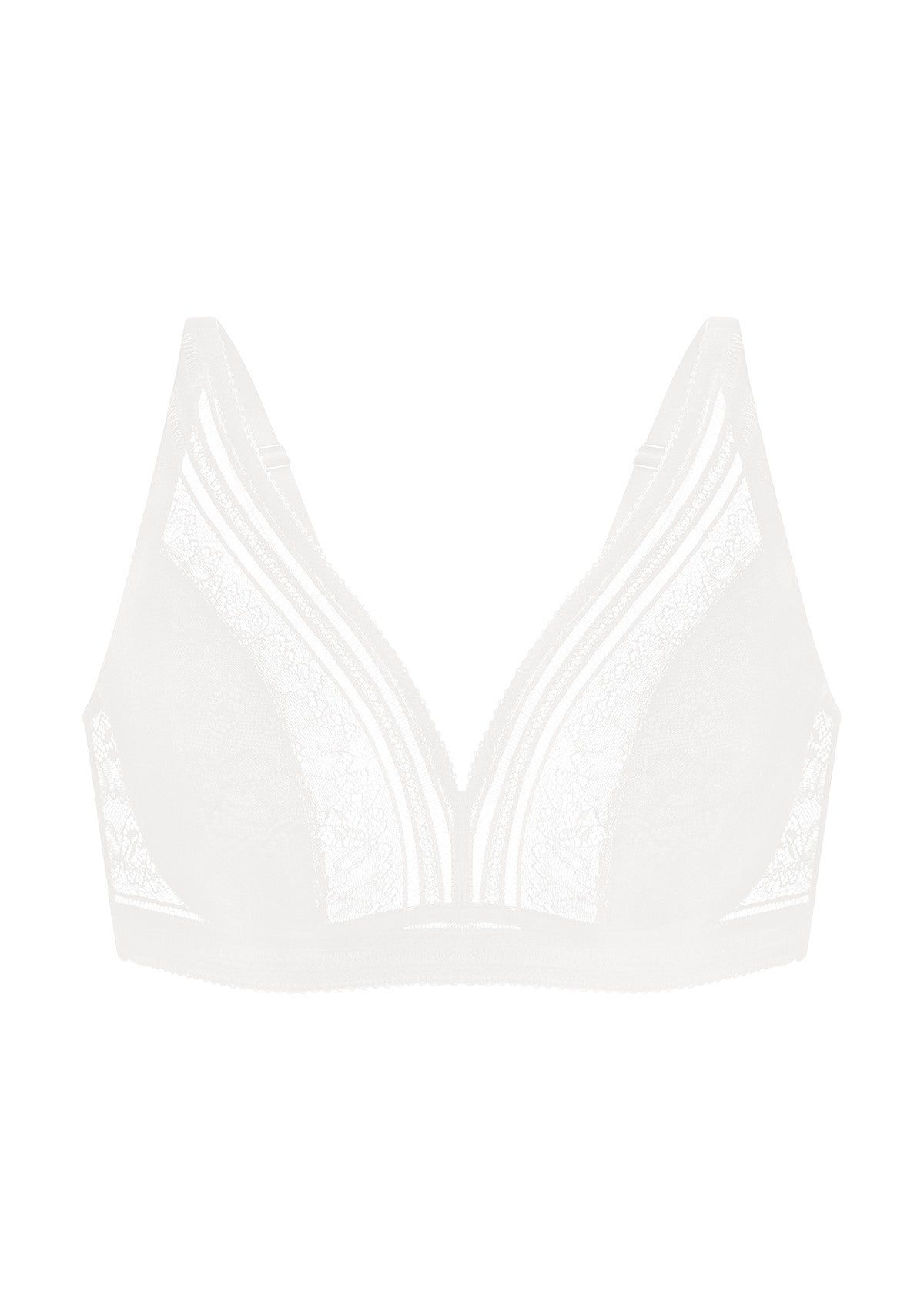 Peony Deep V Lace Wireless Unlined Bralette - White / XXXL