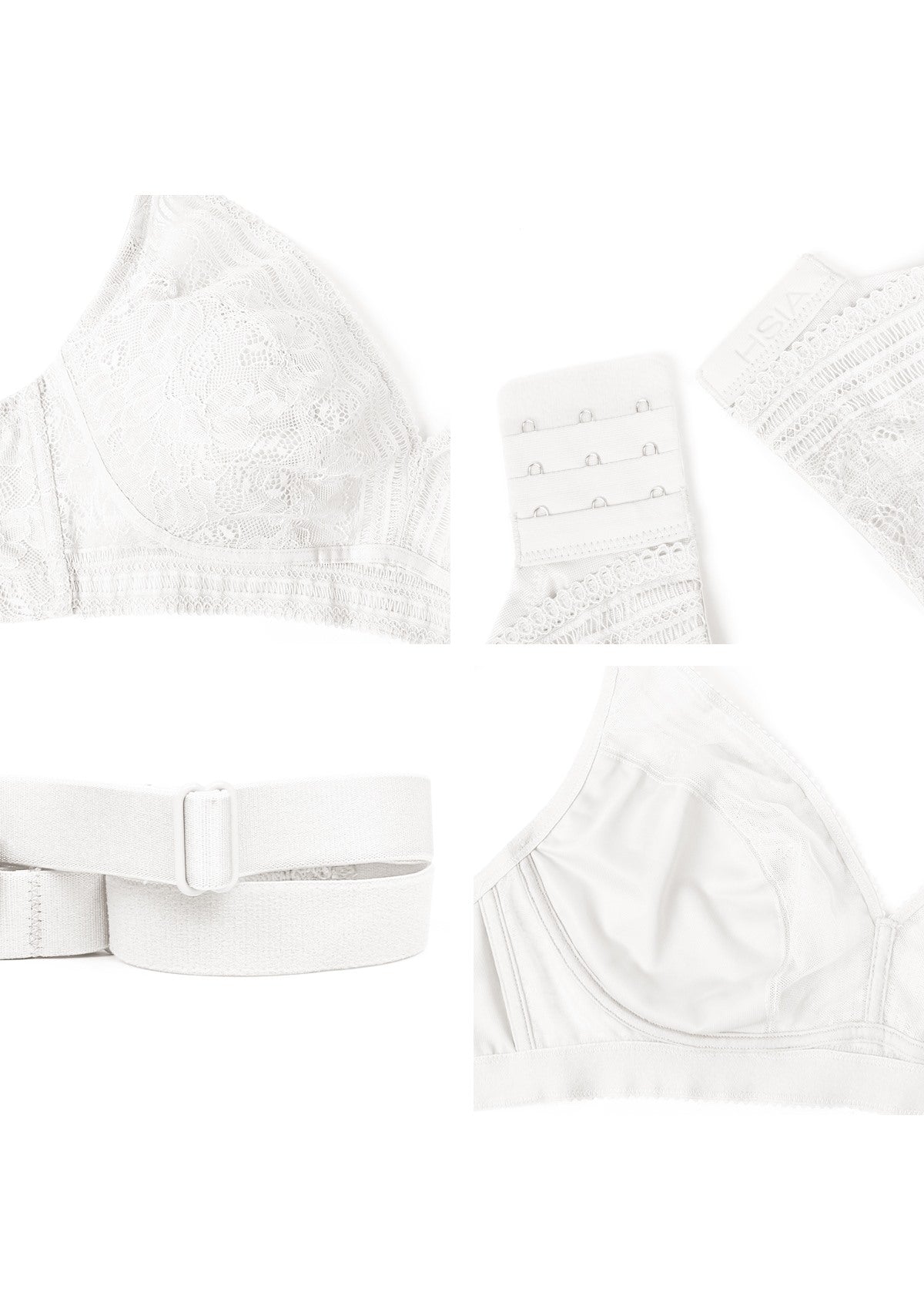 Peony Deep V Lace Wireless Unlined Bralette - White / XXXL