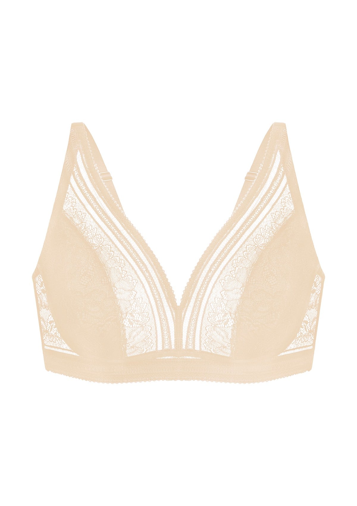 Peony Deep V Lace Wireless Unlined Bralette - White / L