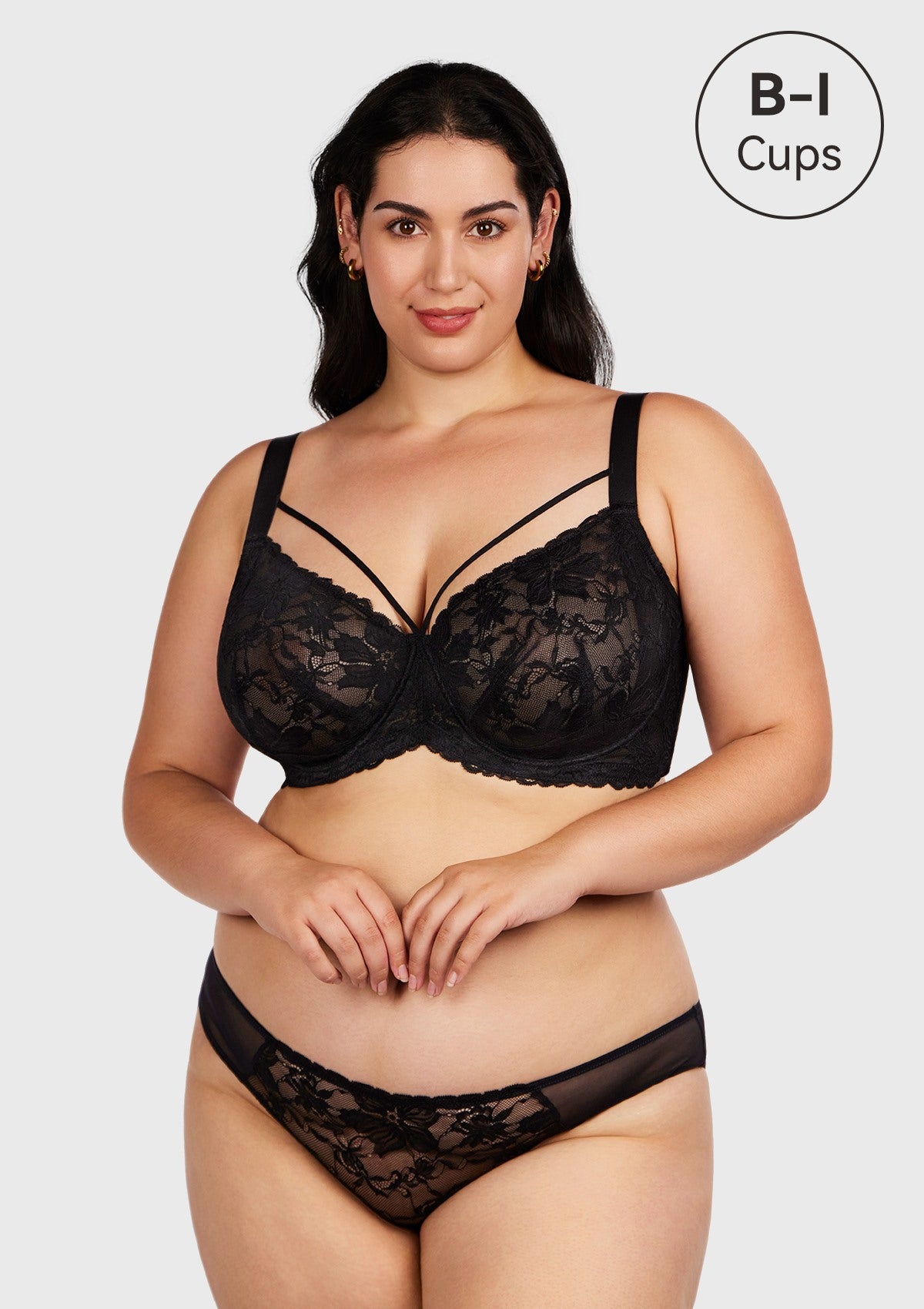 HSIA Pretty In Petals Bra - Plus Size Lingerie For Comfrot And Support - Black / 32 / DD/E