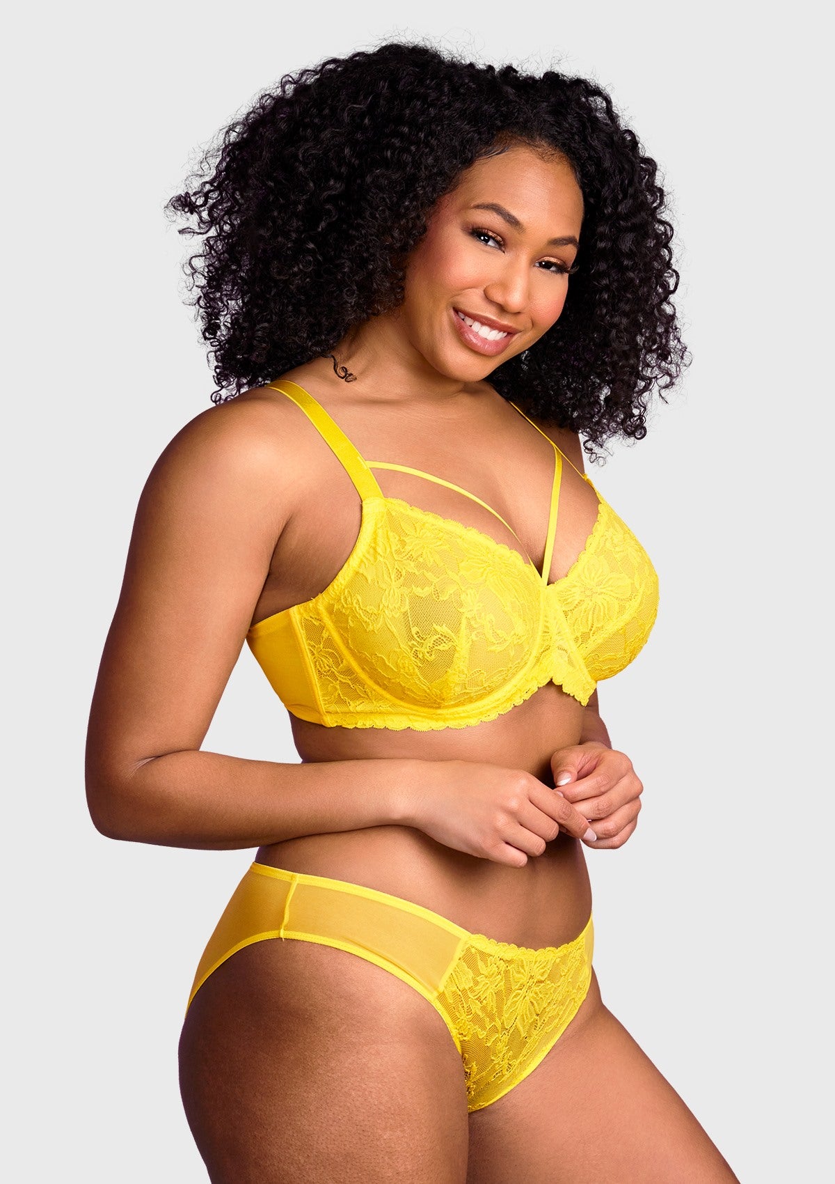 HSIA Unlined Lace Mesh Minimizer Bra For Large Breasts, Full Coverage - Bright Yellow / 40 / DDD/F