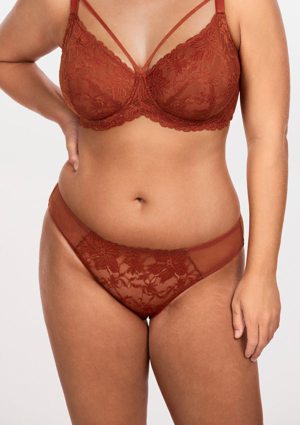 Pretty In Petals Red Unlined Strappy Lace Bra Set