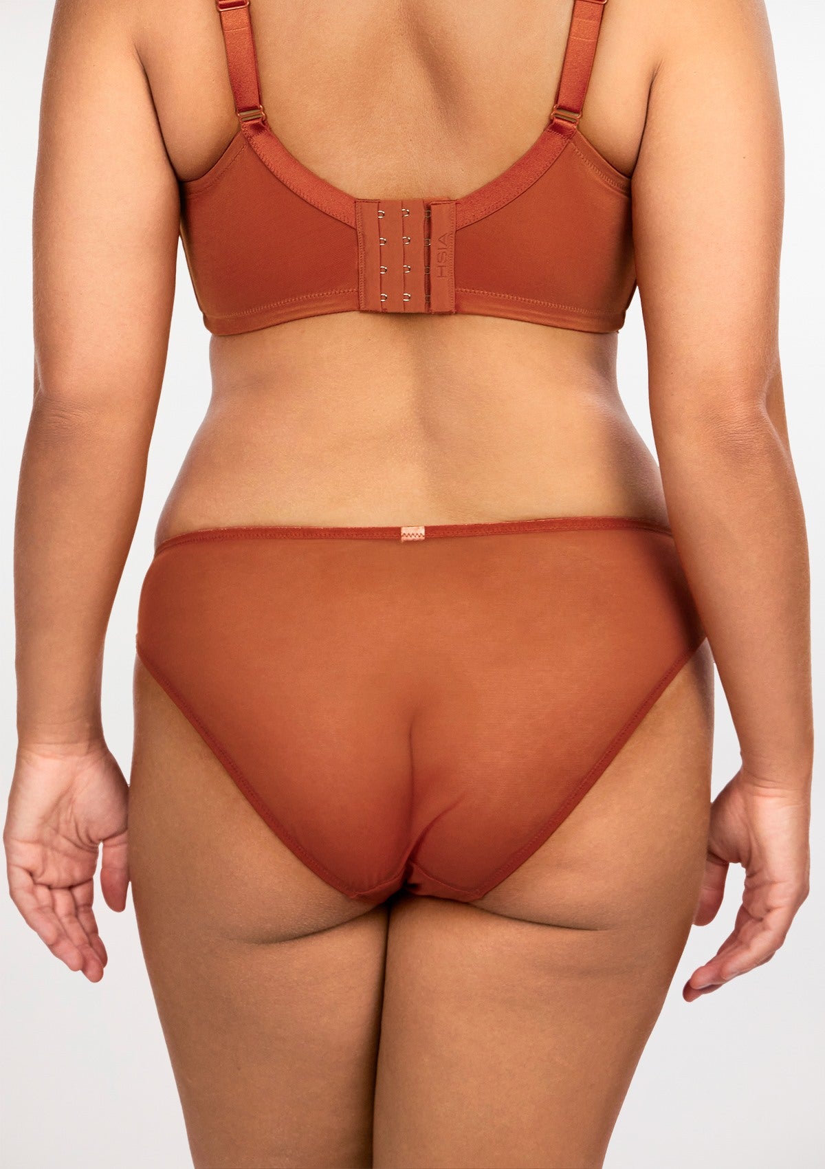 HSIA Mid-Rise Lace And Mesh Panty - Stylish Comfort For Every Day - M / Copper Red