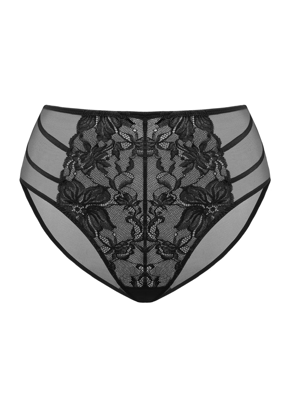 HSIA Spring Romance High-Rise Floral Lacy Panty-Comfort In Style - L / Black