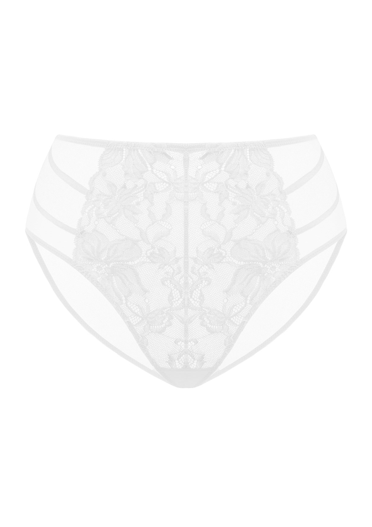 HSIA Mid-Rise Elegant Feminine Sheer Lace Mesh Comfortable Underwear. - L / High-Rise Brief / White