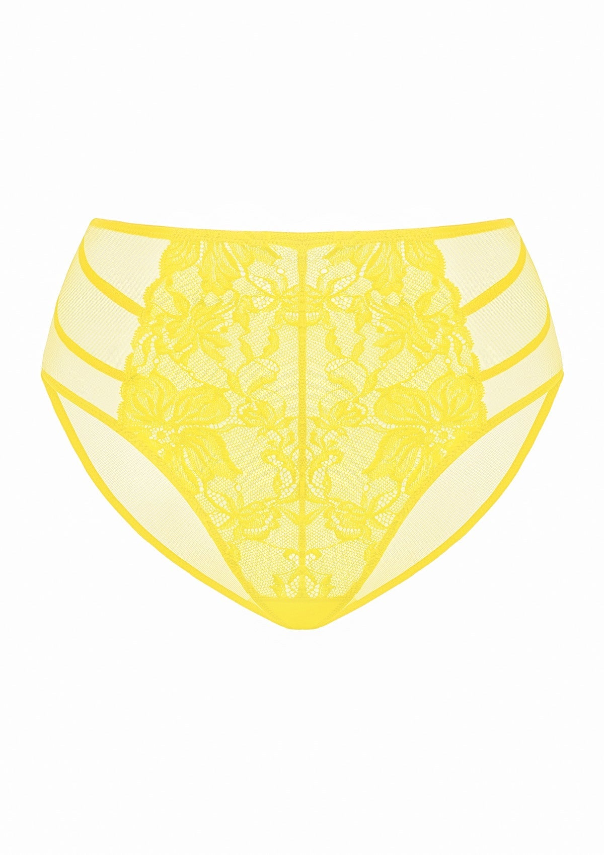 HSIA Spring Romance High-Rise Floral Lacy Panty-Comfort In Style - M / Bright Yellow