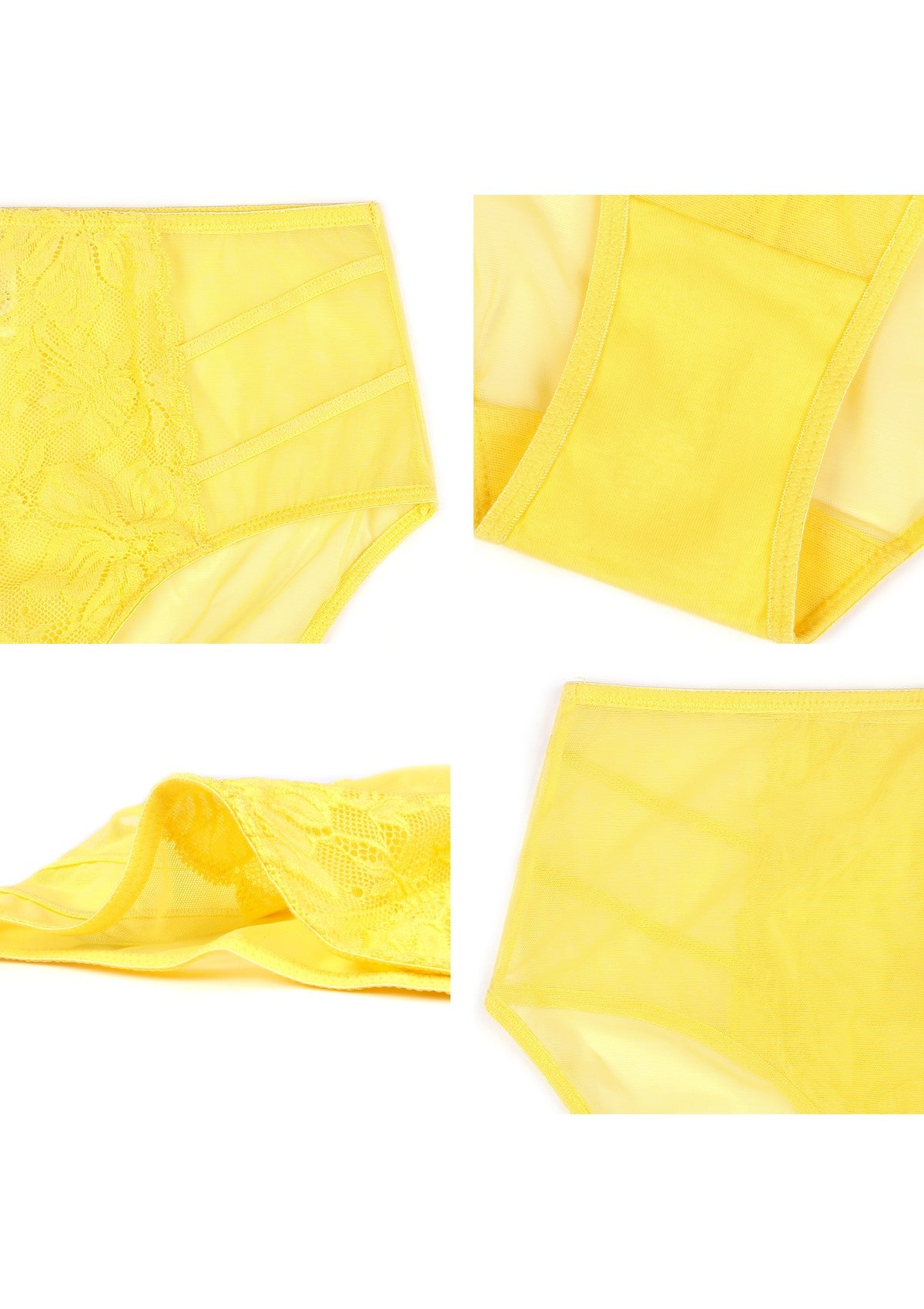 HSIA Spring Romance High-Rise Floral Lacy Panty-Comfort In Style - M / Bright Yellow