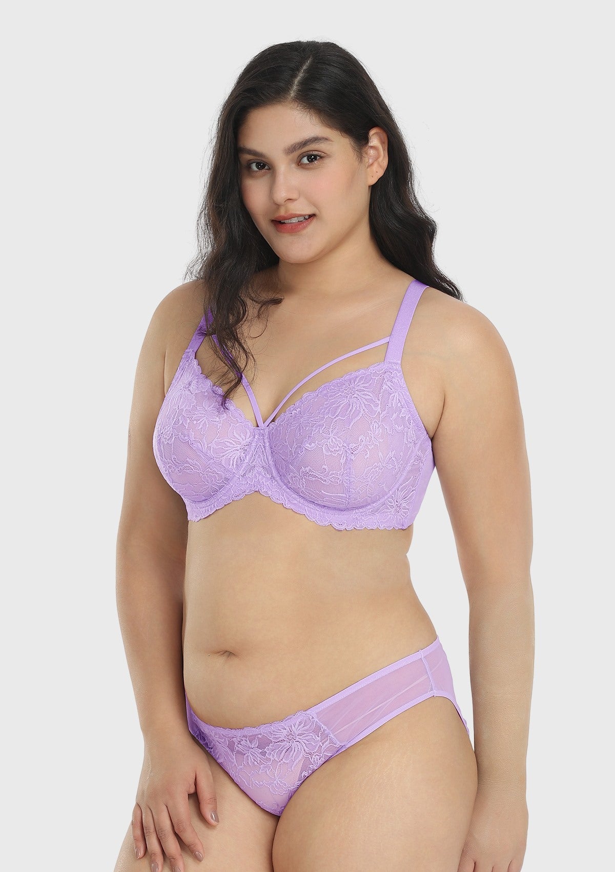 HSIA Pretty In Petals See-Through Lace Bra: Lift And Separate - Purple / 40 / DDD/F