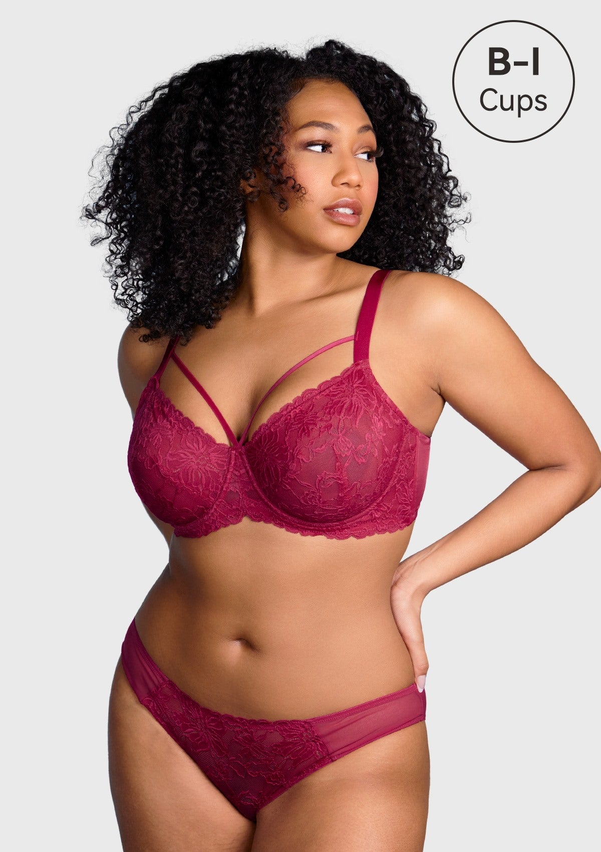 HSIA Pretty In Petals Sexy Lace Bra: Full Coverage Back Smoothing Bra - Red / 44 / C
