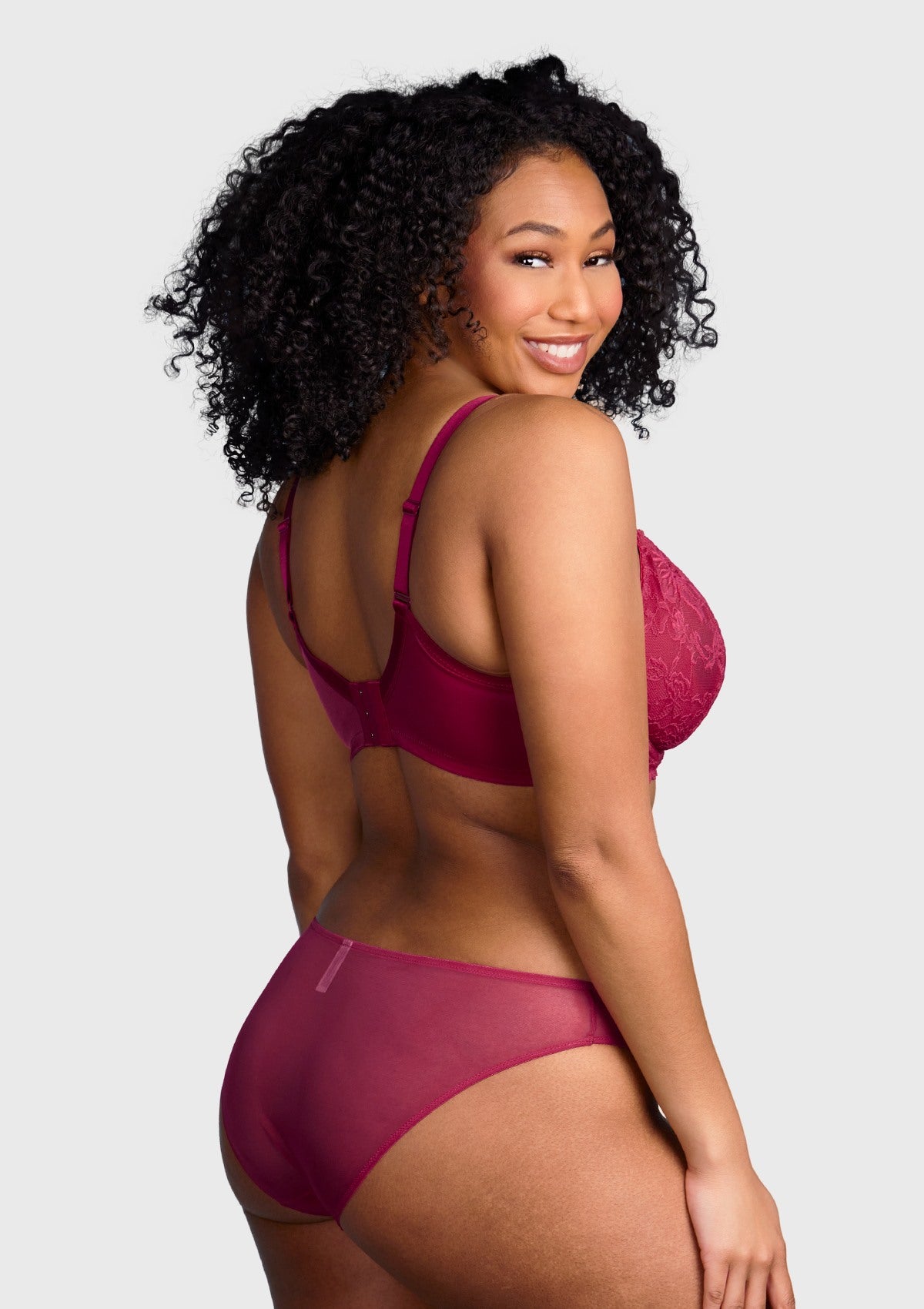 HSIA Pretty In Petals Sexy Lace Bra: Full Coverage Back Smoothing Bra - Copper Red / 34 / DDD/F