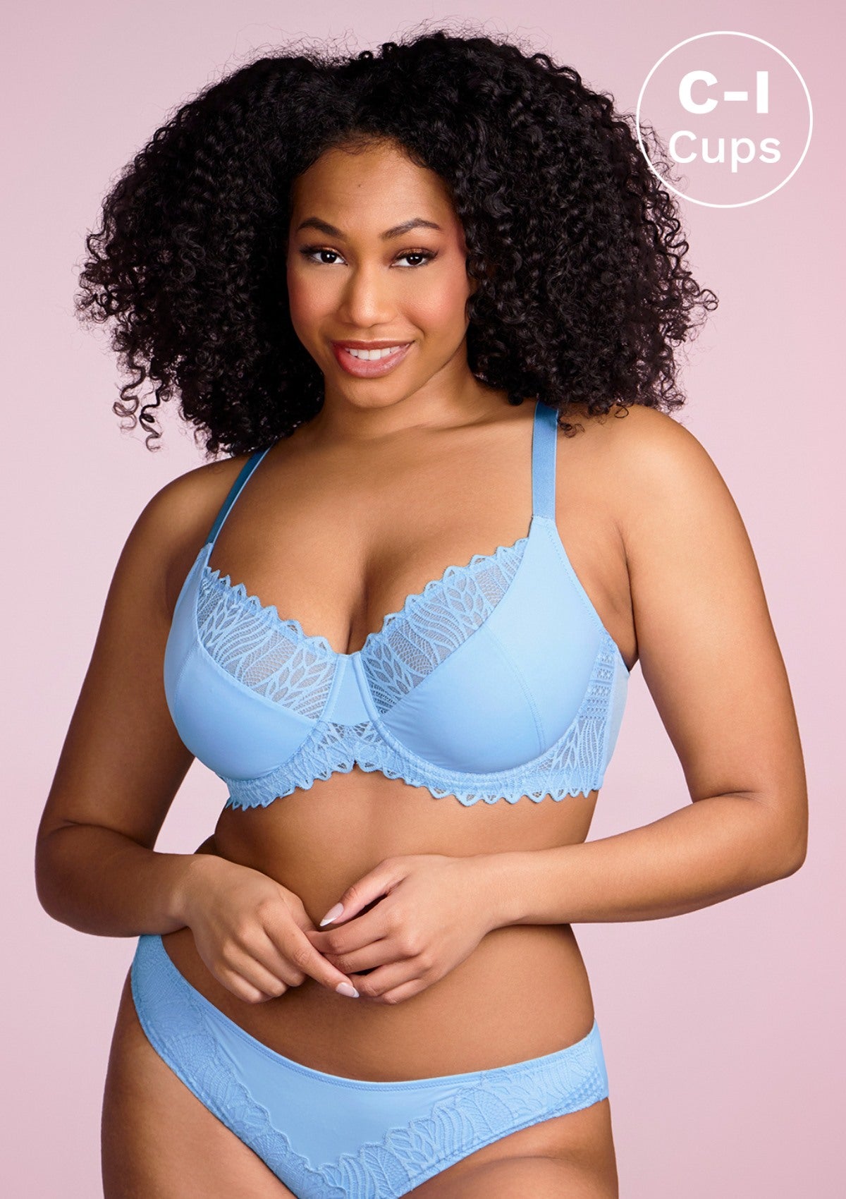HSIA Pretty Secrets Lace-Trimmed Full Coverage Underwire Bra For Support - Light Pink / 40 / D