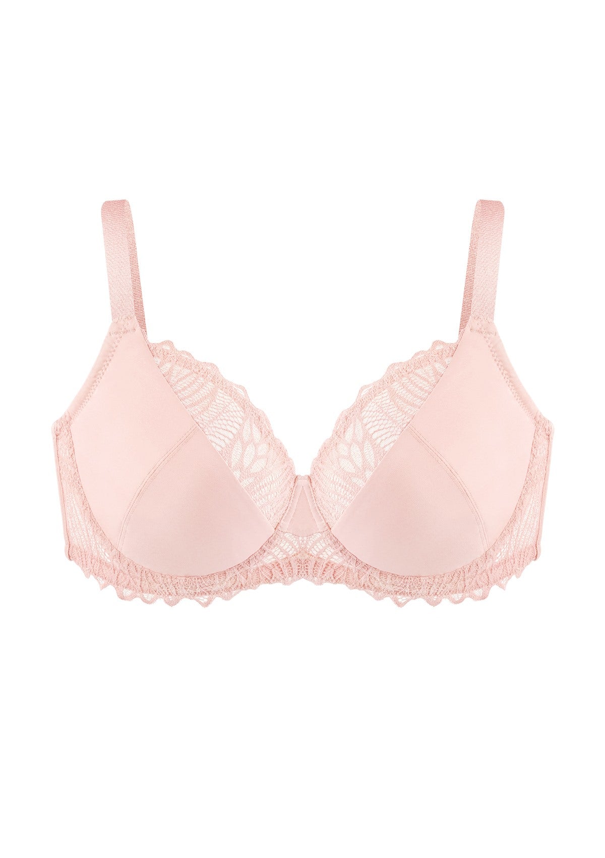 HSIA Pretty Secrets Lace-Trimmed Full Coverage Underwire Bra For Support - Light Pink / 40 / G