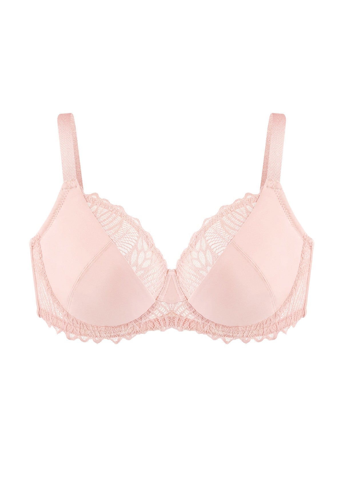 HSIA Pretty Secrets Lace-Trimmed Full Coverage Underwire Bra For Support - Light Pink / 42 / C