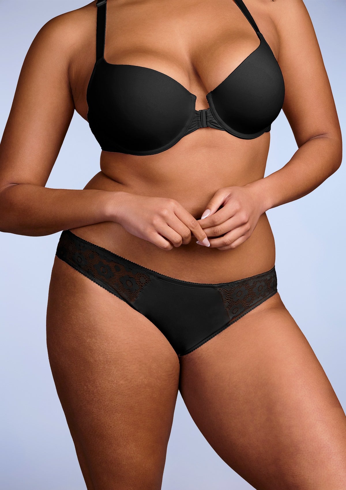 HSIA Serena Comfortable Trendy Lace Trim Bikini Underwear - XL / Black
