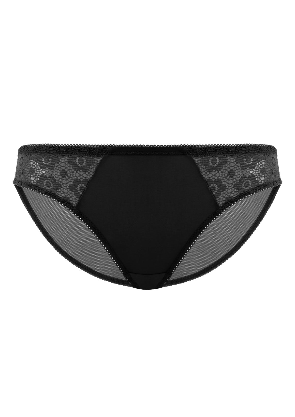 HSIA Serena Comfortable Trendy Lace Trim Bikini Underwear - L / Black
