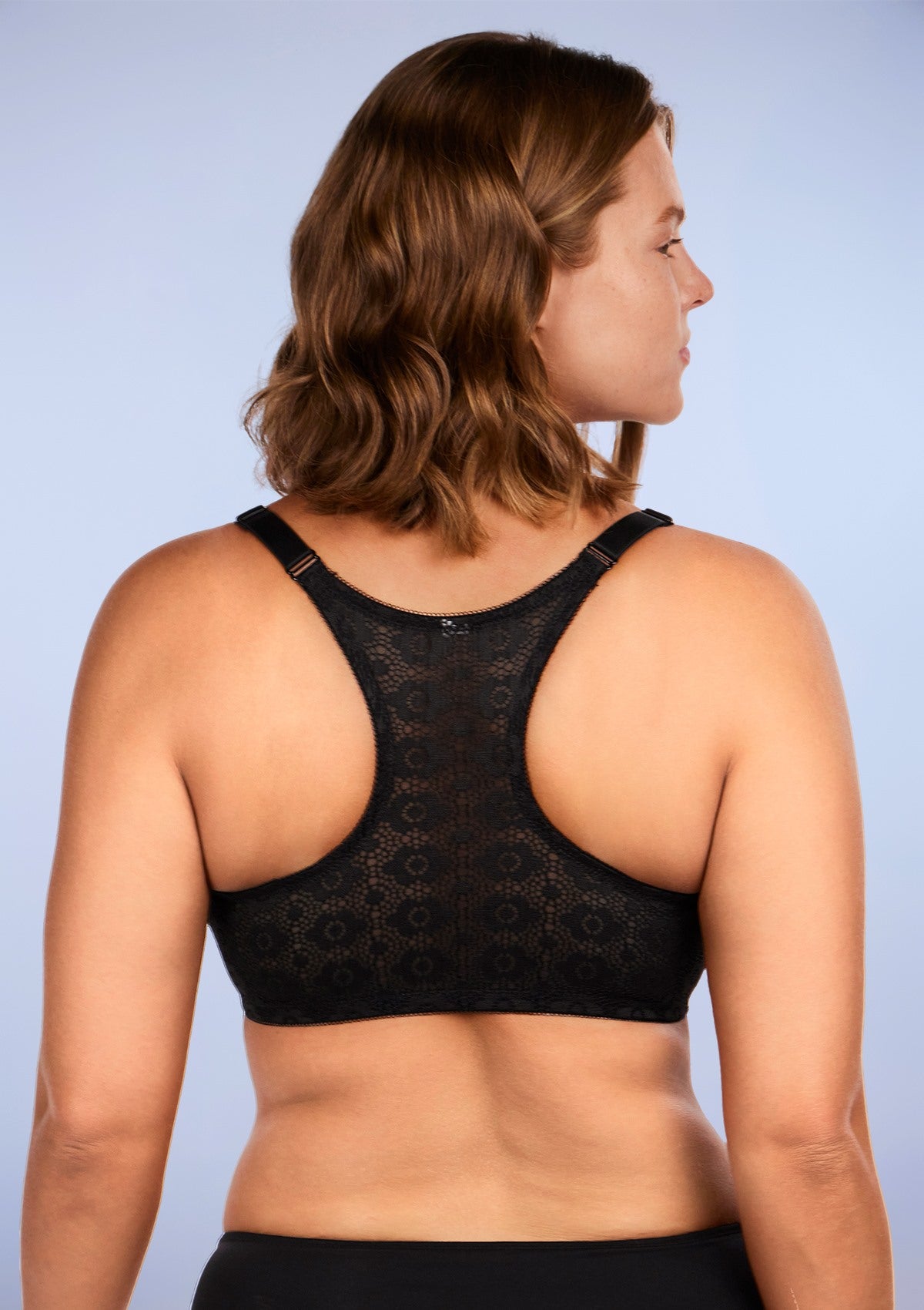 HSIA Serena Front-Close Racerback Bra Bra That Hides Back Fat - Black / 34 / B