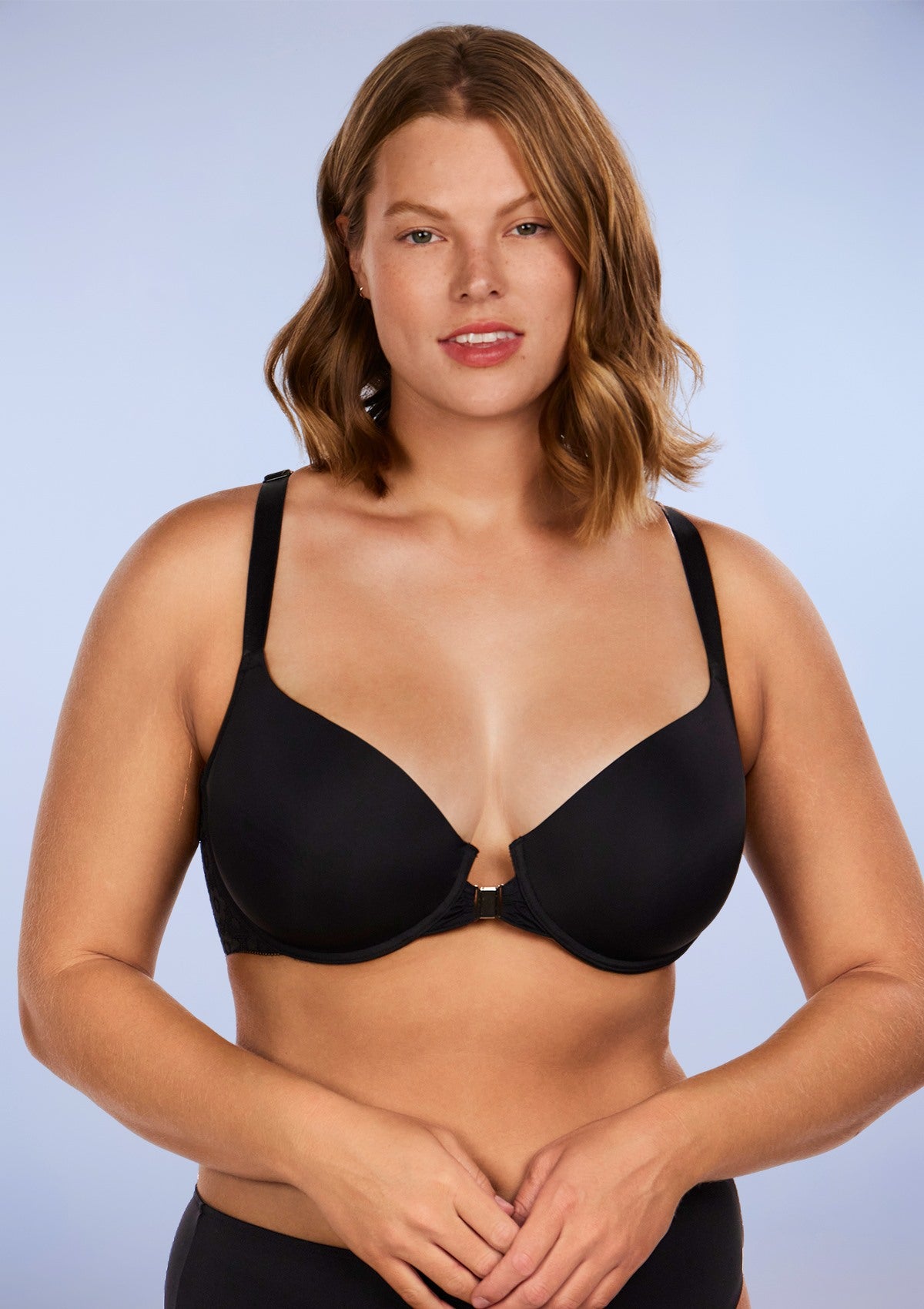 HSIA Serena Front-Close Racerback Bra Bra That Hides Back Fat - Black / 42 / D