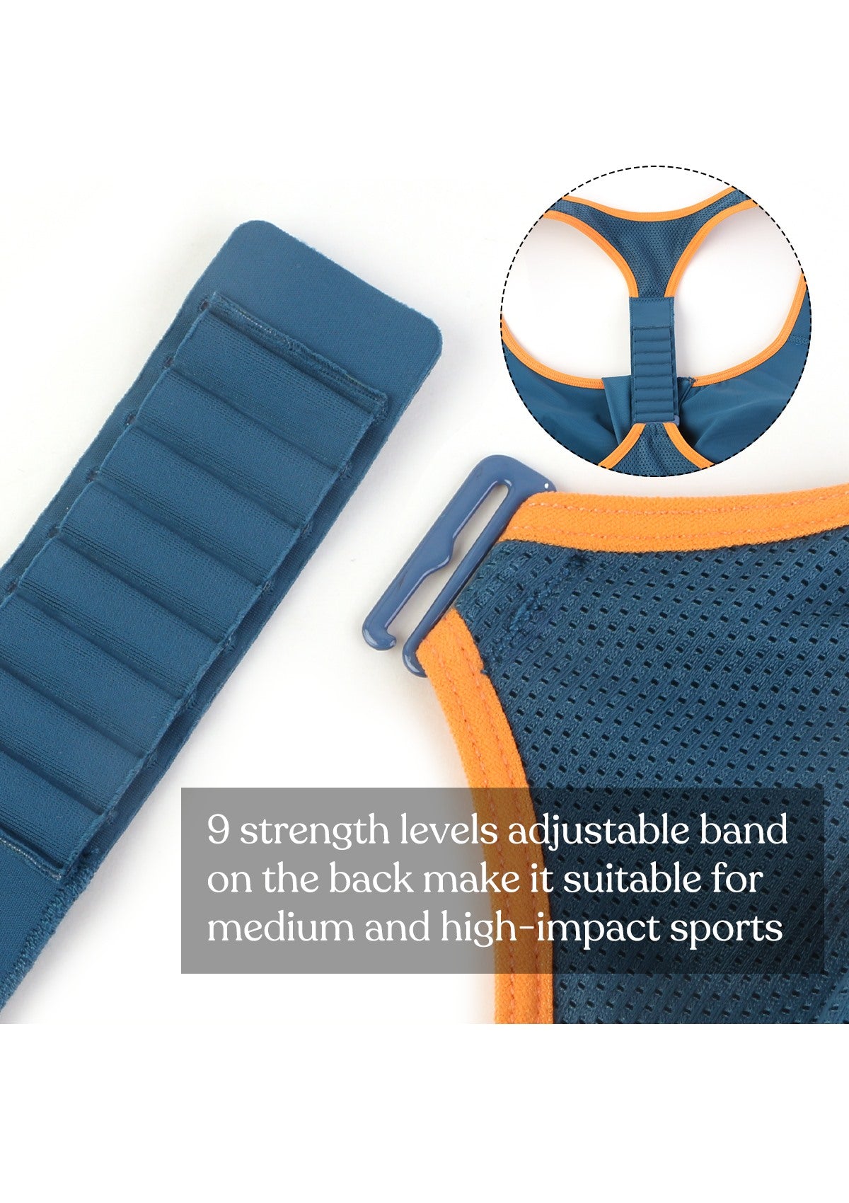 Speed Race High Impact Adjustable Racerback Sports Bra - L / Navy Blue