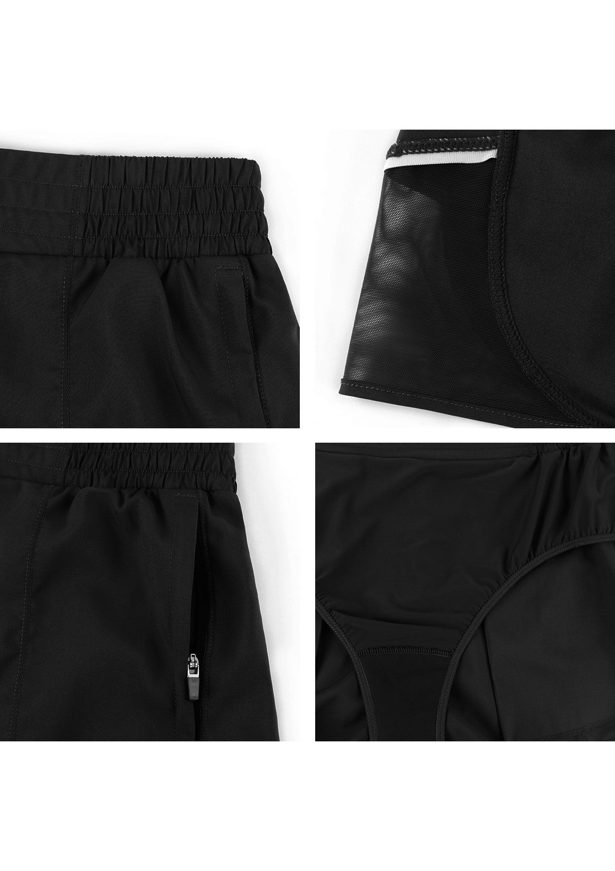 Speed Race Mid Waist Quick-Dry Running Shorts - Black / S