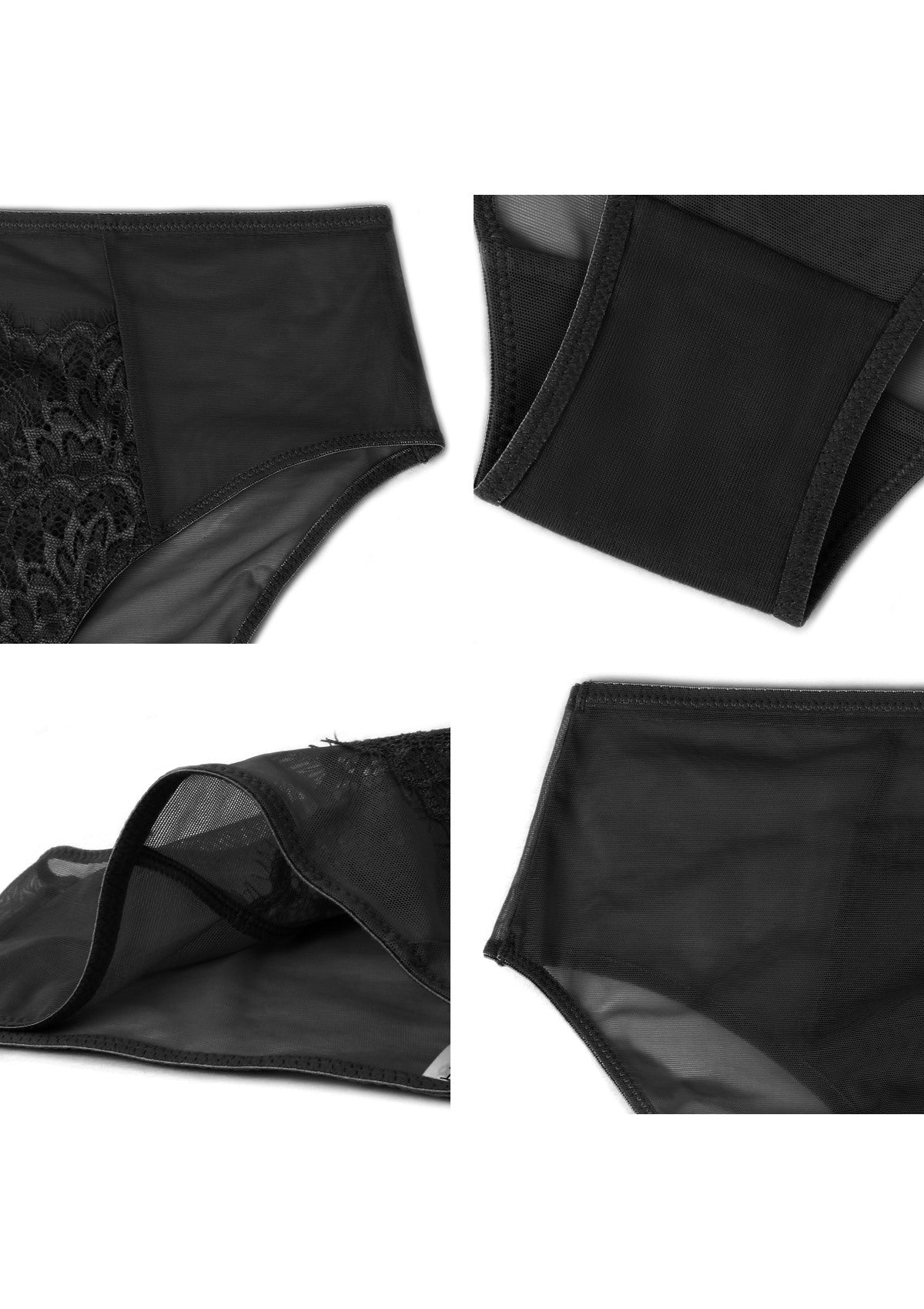 HSIA Spring Romance High-Rise Floral Lacy Panty-Comfort In Style - XXXL / Black