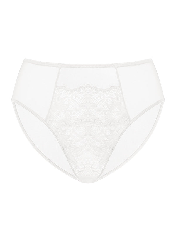 HSIA Sunflower Exquisite White Lace Bikini Underwear - M / High-Rise Brief / White
