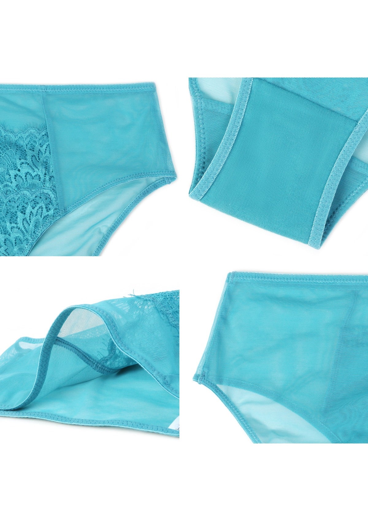 HSIA Spring Romance High-Rise Floral Lacy Panty-Comfort In Style - M / Horizon Blue