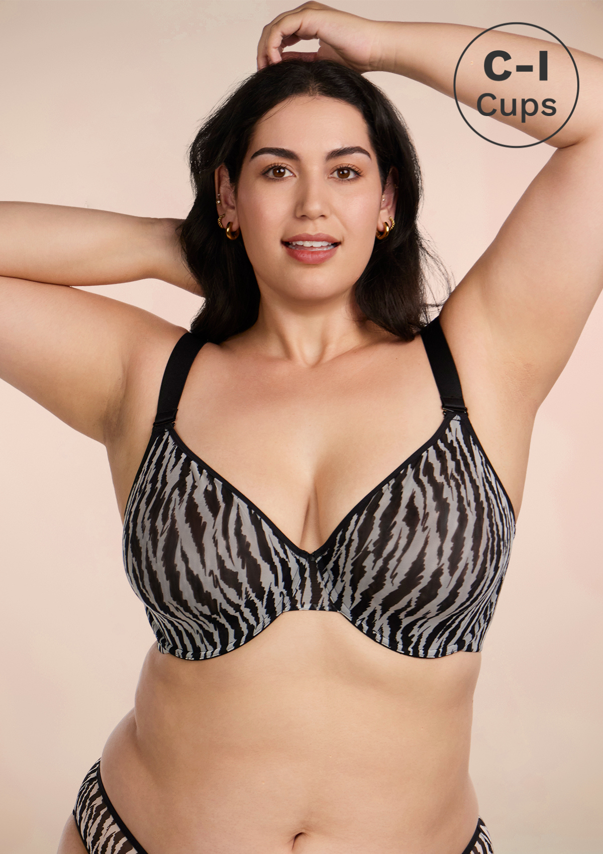 Zebra Wild Black Unlined Underwire Mesh Bra - Blue / 40 / D