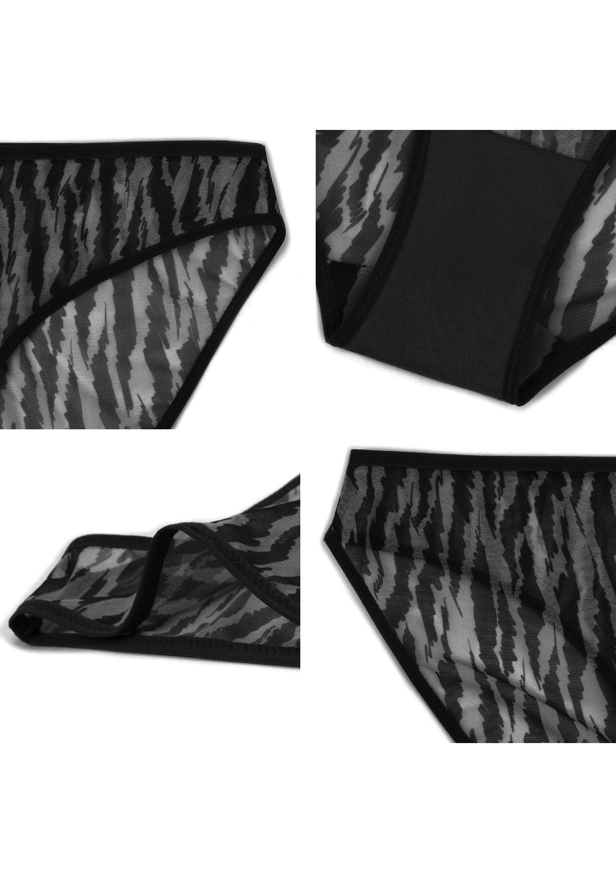 HSIA Breathable Sexy Feminine Lace Mesh Bikini Underwear - S / Black