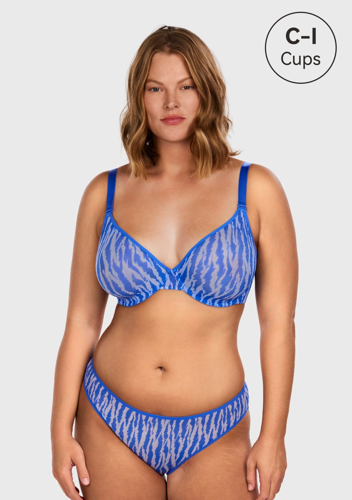 Zebra Wild Unlined Underwire Mesh Bra - Blue / 34 / G