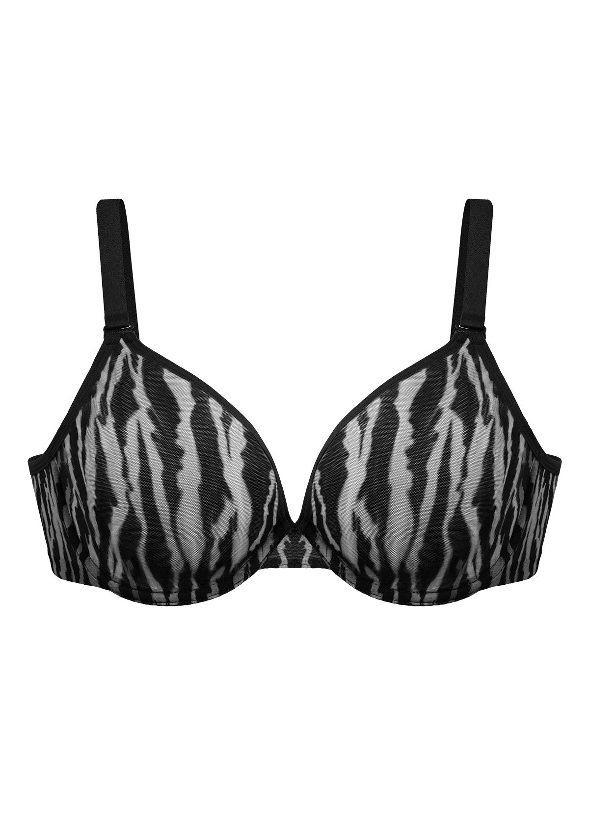 Zebra Wild Black Unlined Underwire Mesh Bra - Blue / 34 / D