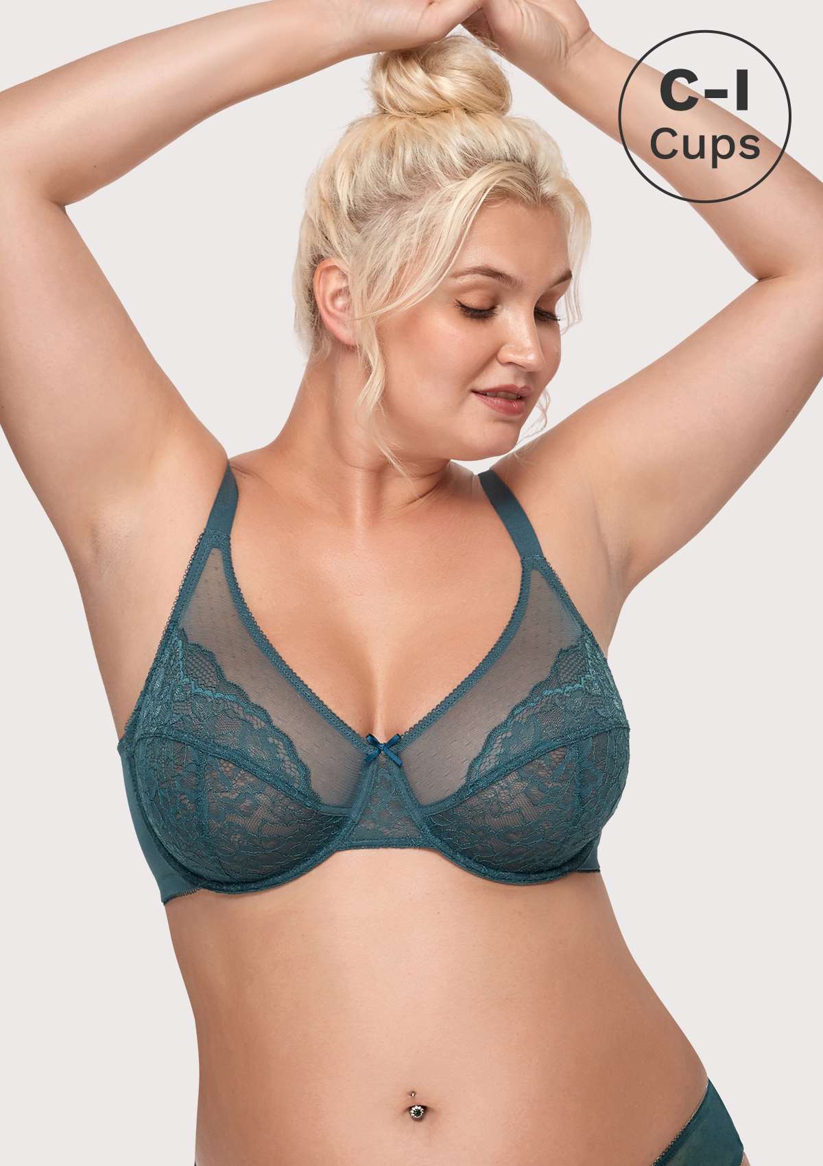 HSIA Enchante Full Coverage Bra: Supportive Bra For Big Busts - Balsam Blue / 42 / D
