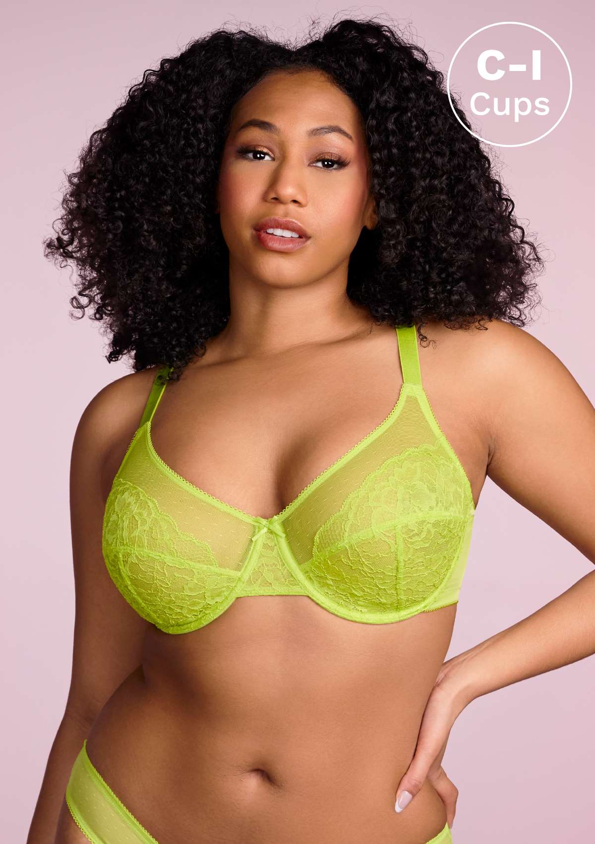 HSIA Enchante Full Cup Minimizing Bra: Supportive Unlined Lace Bra - Lime Green / 40 / I