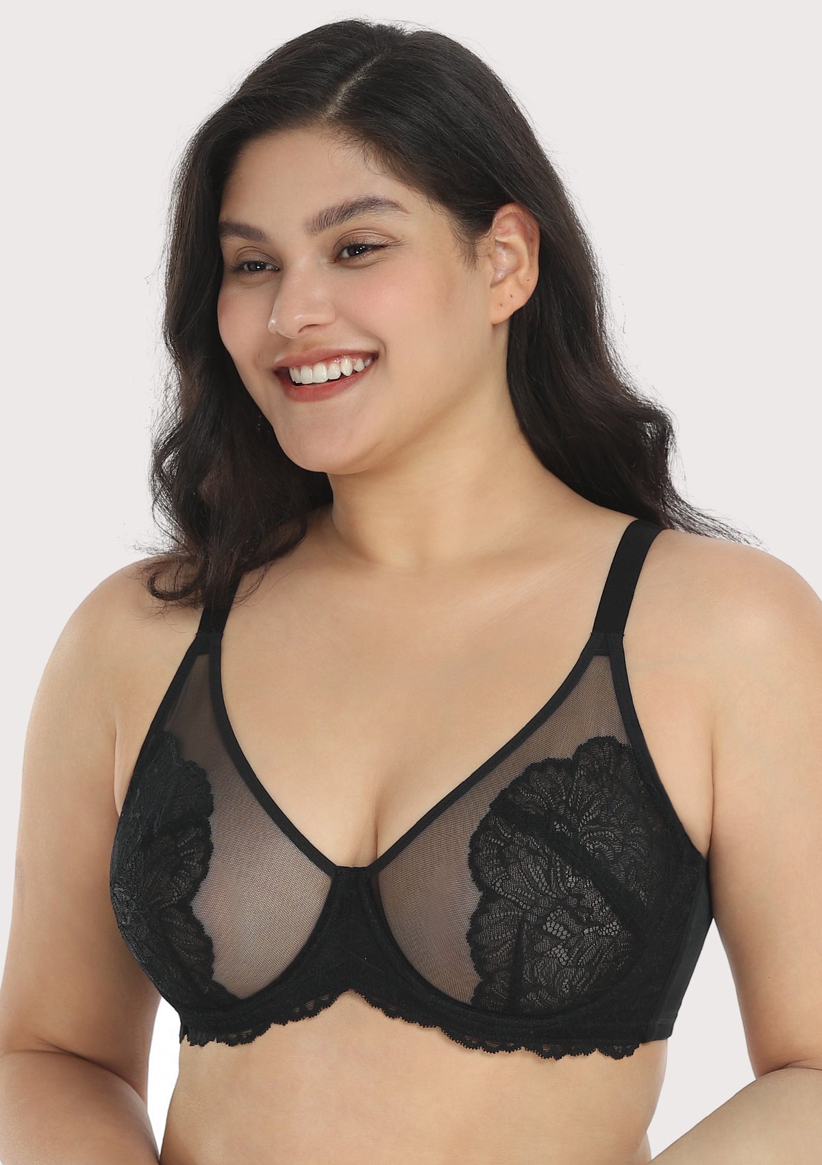 HSIA Blossom Matching Bra And Panties: Beautiful Everyday Bra - Black Contrast Apricot / 42 / D