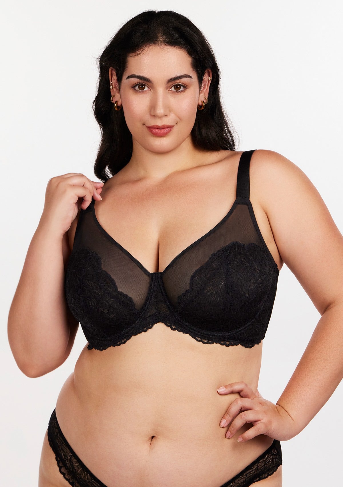 HSIA Blossom Unlined Underwire Lace Bra - Black / 34 / C