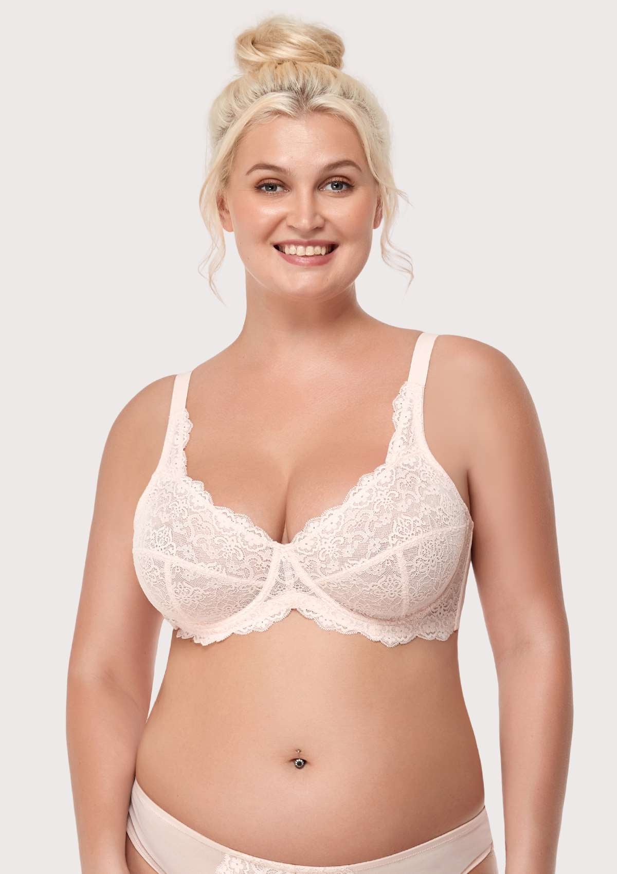 HSIA Forget Me Not Thin Bra: Wide Band Bra For Wide Set Breasts - Light Coral / 44 / C