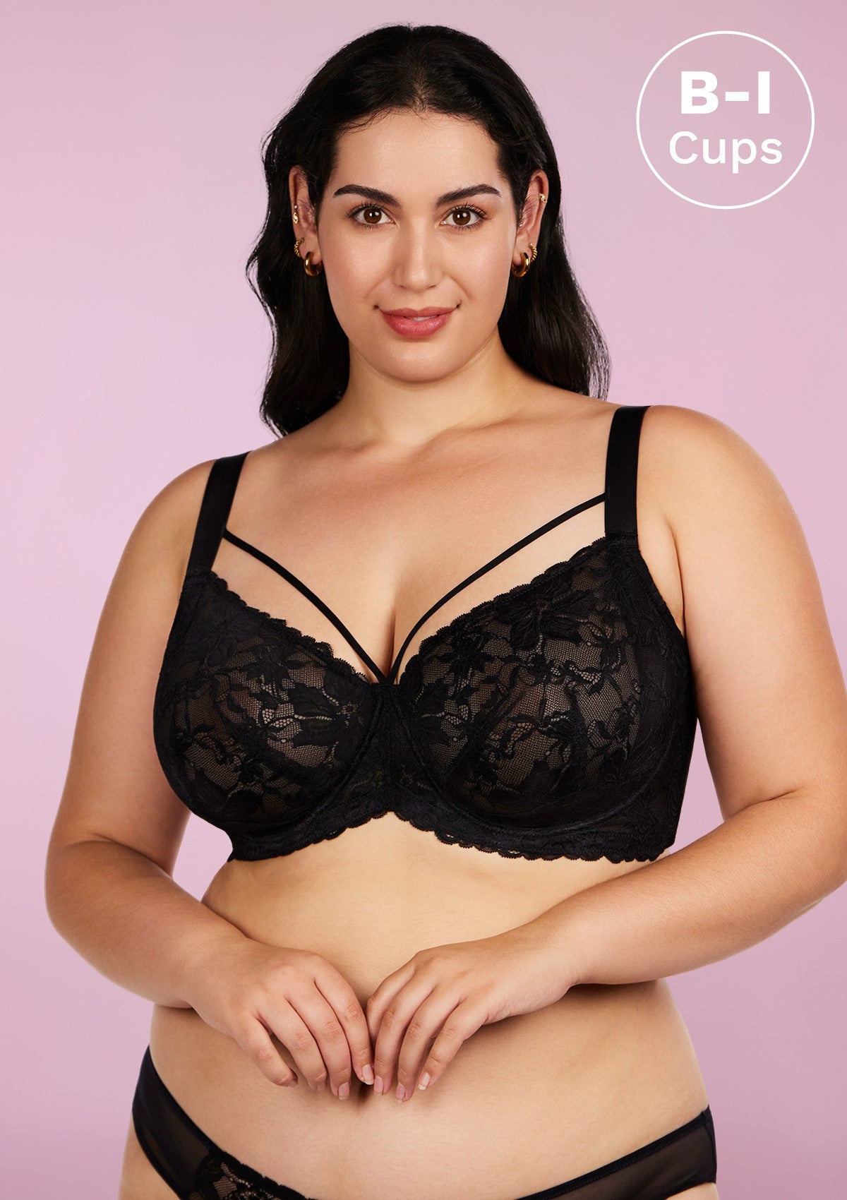 HSIA Pretty In Petals Lace Bra And Panty Set: Non Padded Wired Bra - Black / 34 / DD/E