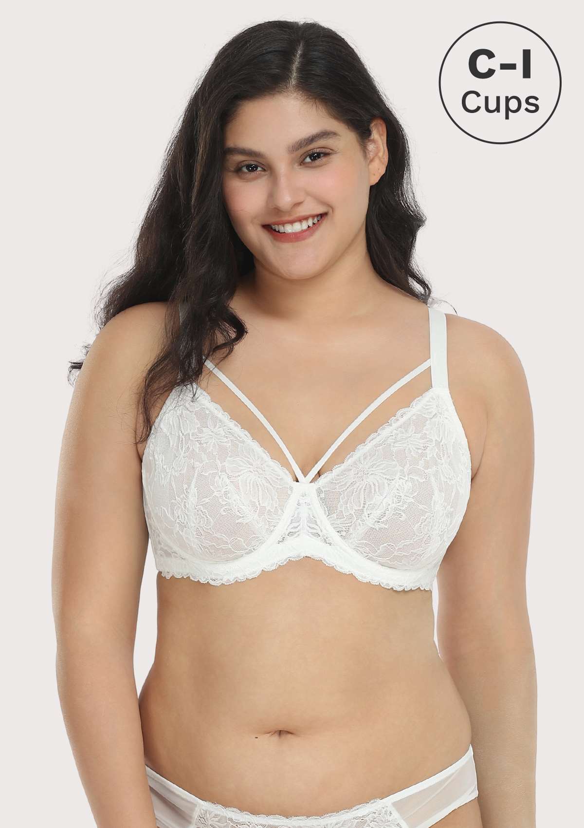 HSIA Pretty In Petals See-Through Lace Bra: Posture Support Bra - White / 34 / D