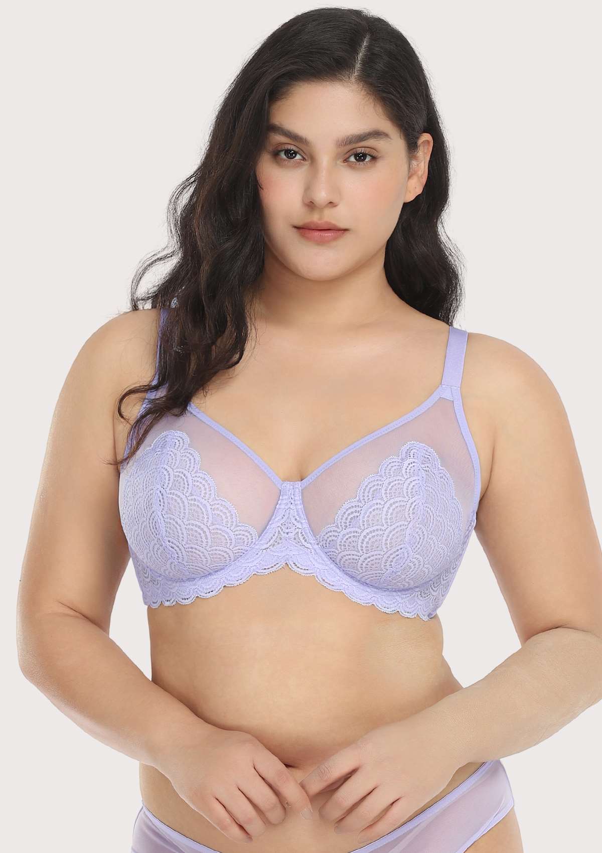 HSIA Mermaid Scales Beautiful Bra: Fitted Soft Cup Bra  - Light Purple / 36 / G