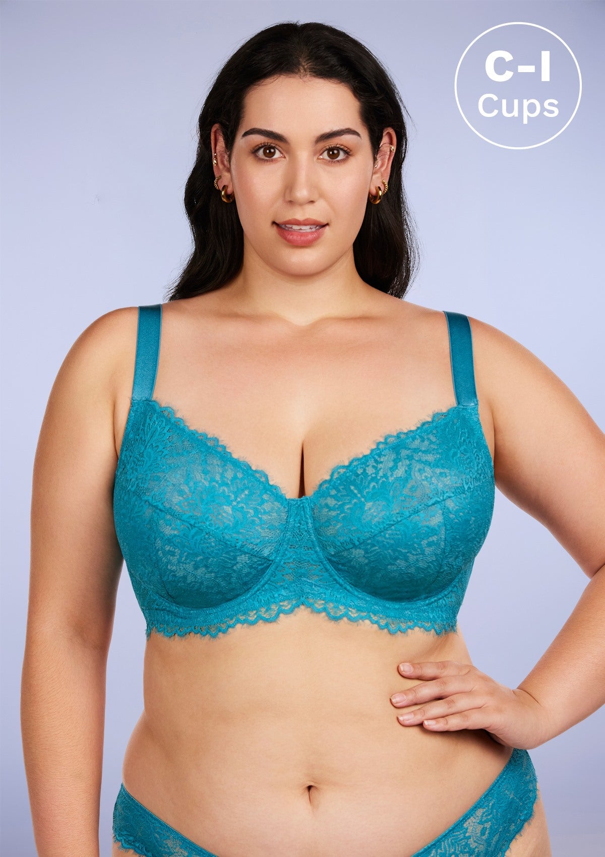 HSIA Sunflower Unlined Lace Bra: Best Bra For Wide Set Breasts - Horizon Blue / 42 / DD/E