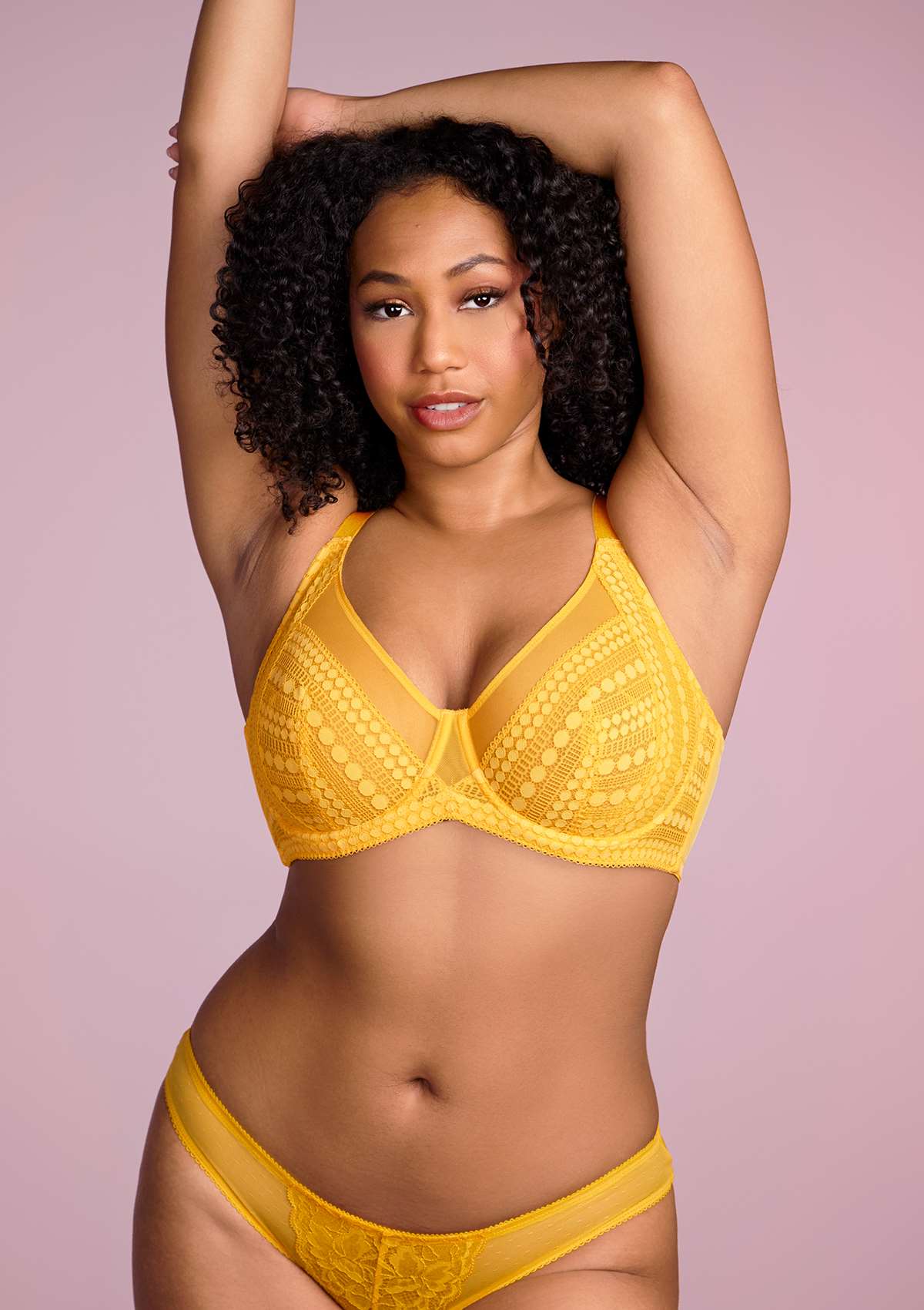 HSIA Heroine Lace Unlined Bra: Bra That Hides Back Fat - Plus Size - Yellow / 42 / C