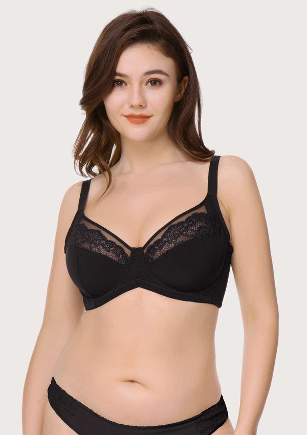Breezies Jacquard Shine Unlined Underwire Support Bra Black 36 C A371342