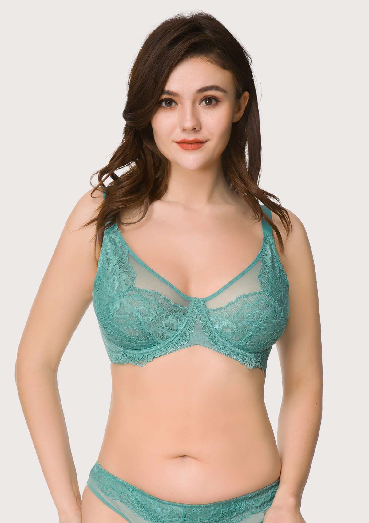 HSIA Peony Lace Unlined Supportive Underwire Bra - Light Coral / 36 / DDD/F