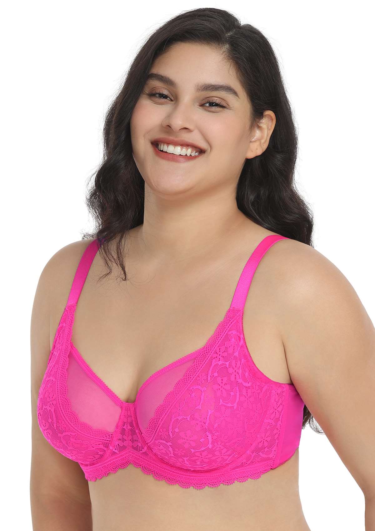 HSIA Anemone Lace Unlined Bra: Supportive, Lightweight Bra - Ginger / 34 / DD/E