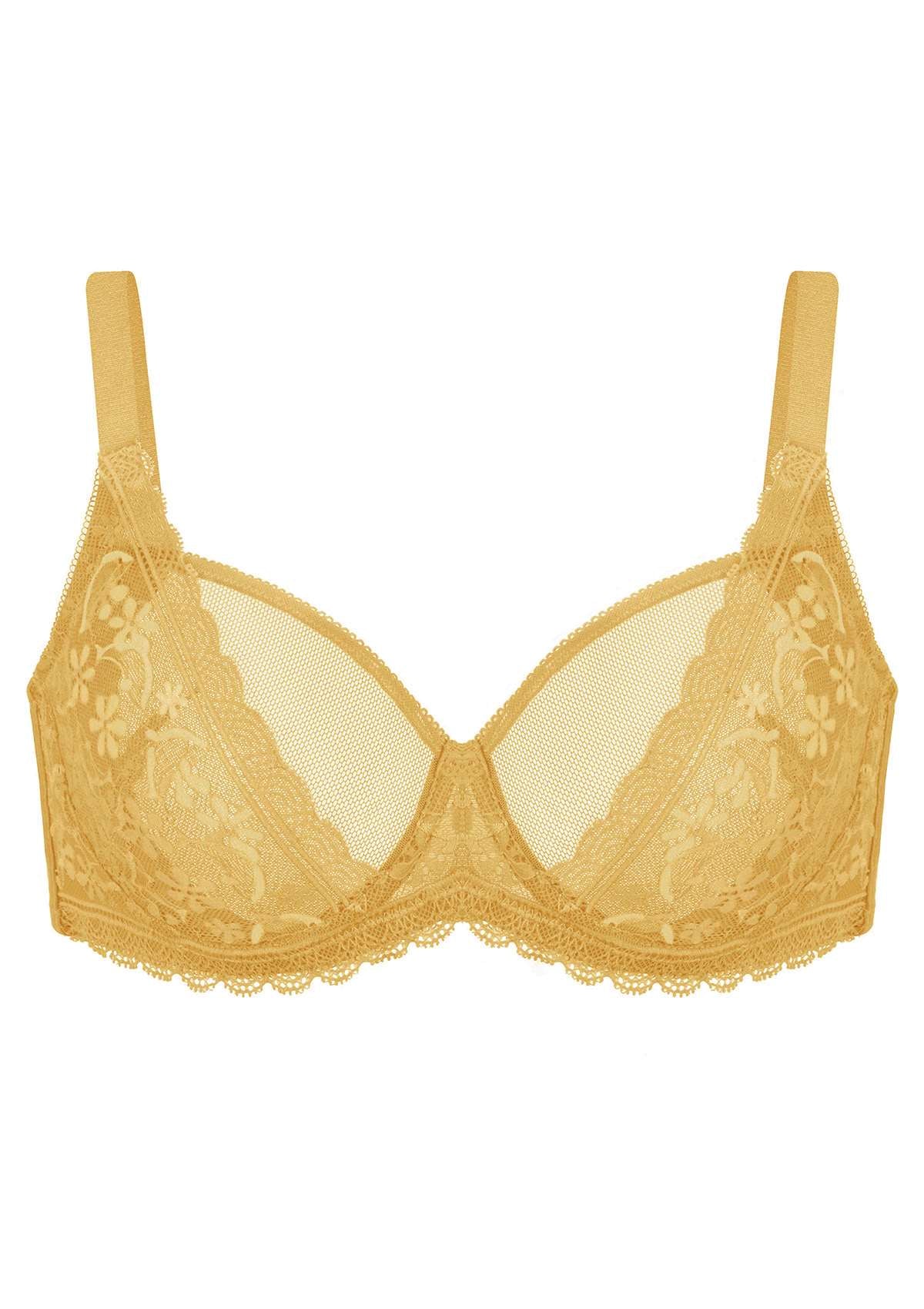 HSIA Anemone Lace Unlined Bra: Supportive, Lightweight Bra - Champagne / 38 / D