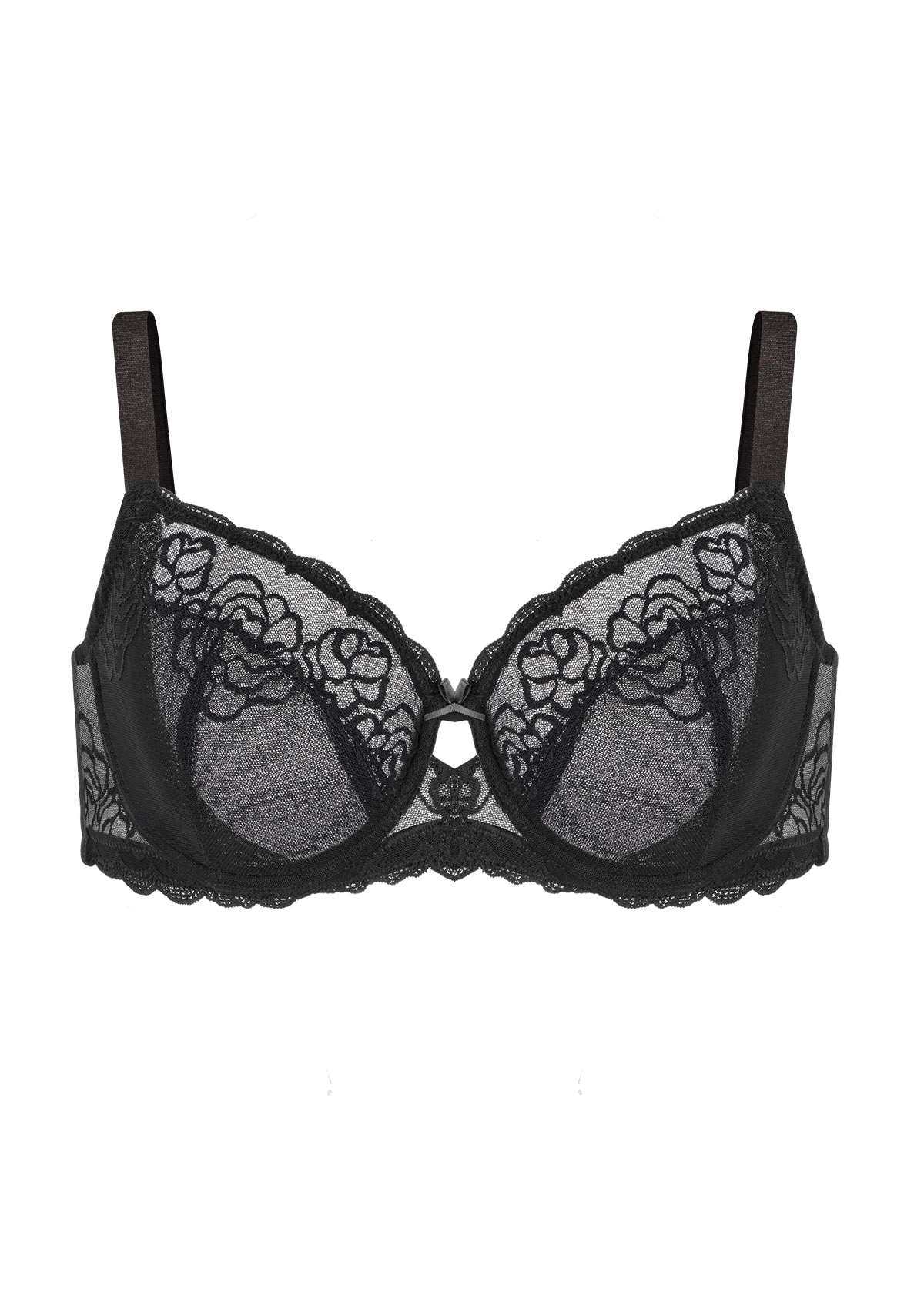 HSIA Rosa Bonica Sheer Lace Mesh Unlined Thin Comfy Woman Bra - Black / 34 / DD/E