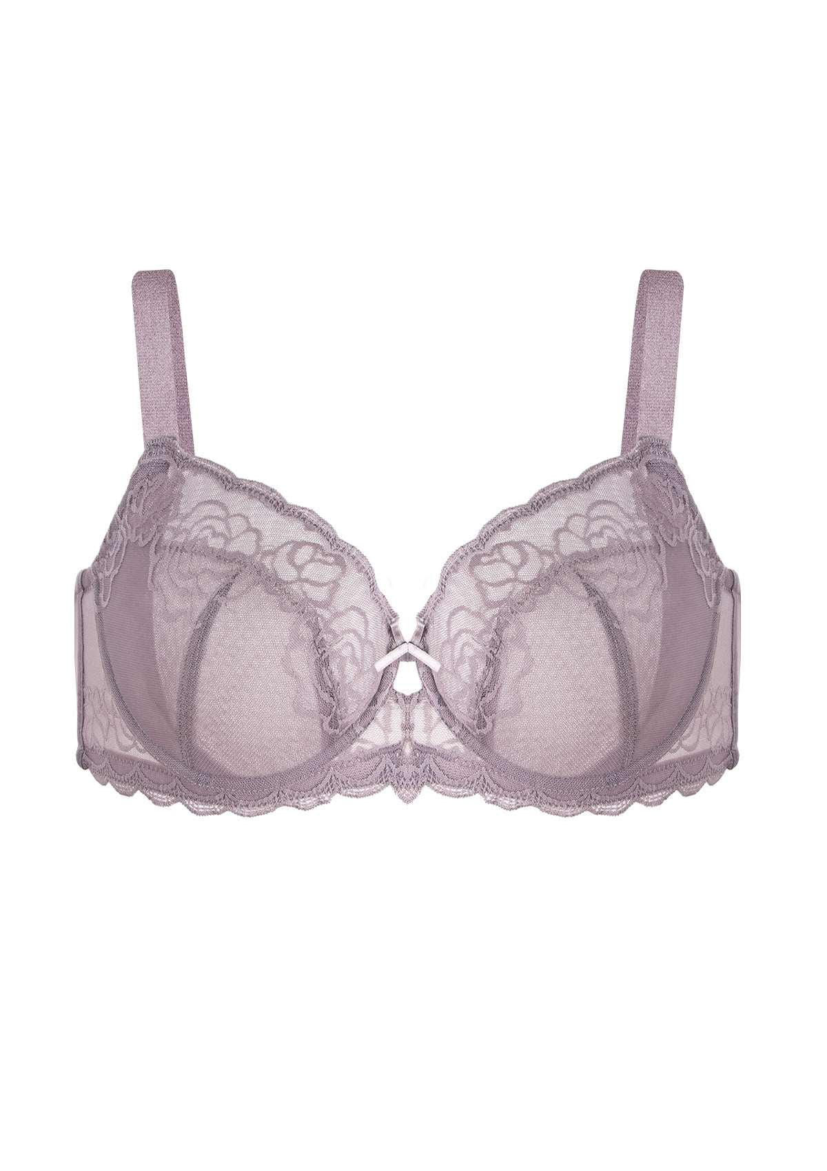 HSIA Rosa Bonica Sheer Lace Mesh Unlined Thin Comfy Woman Bra - Purple / 36 / D