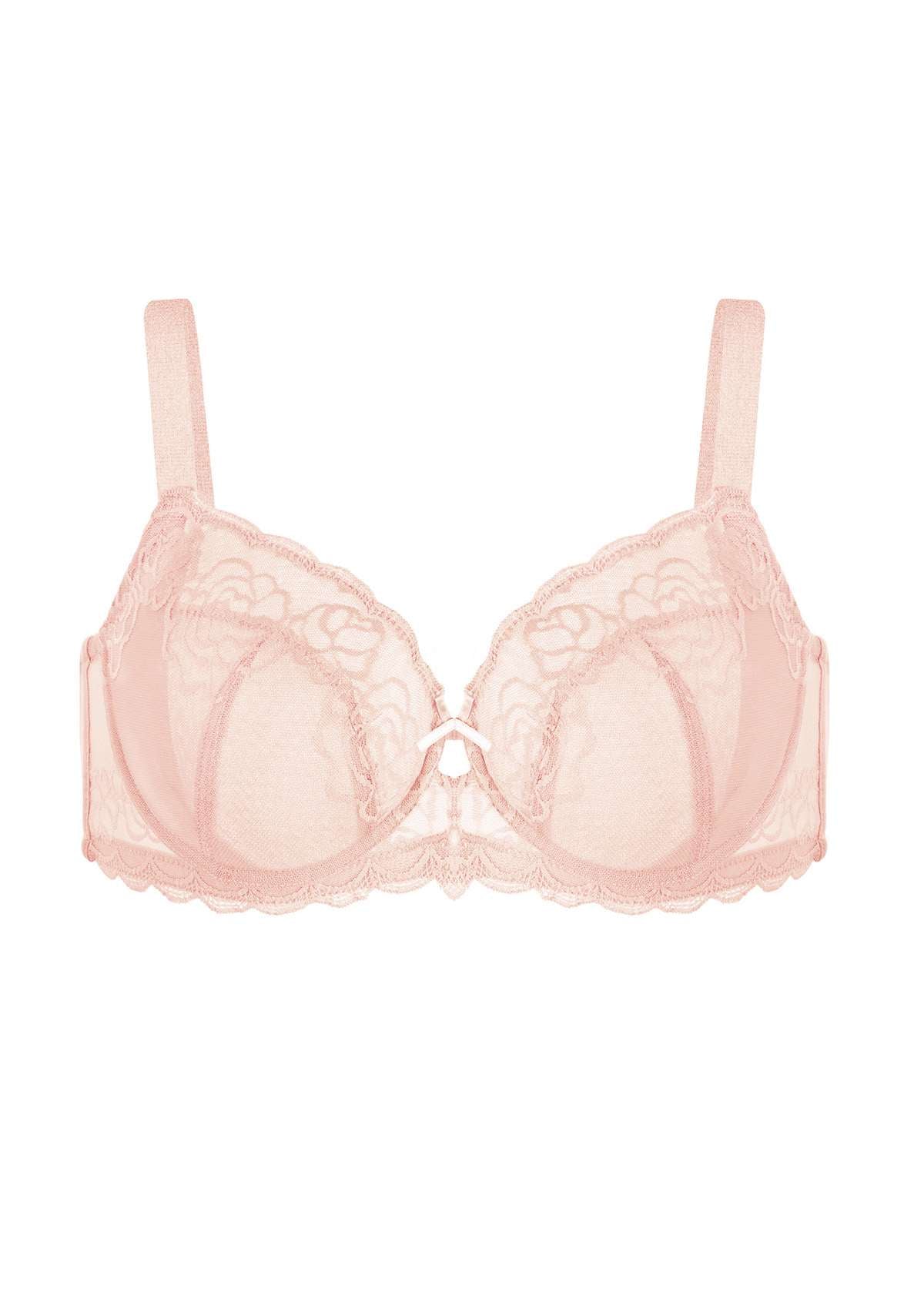 HSIA Rosa Bonica Sheer Lace Mesh Unlined Thin Comfy Woman Bra - Pink / 42 / D