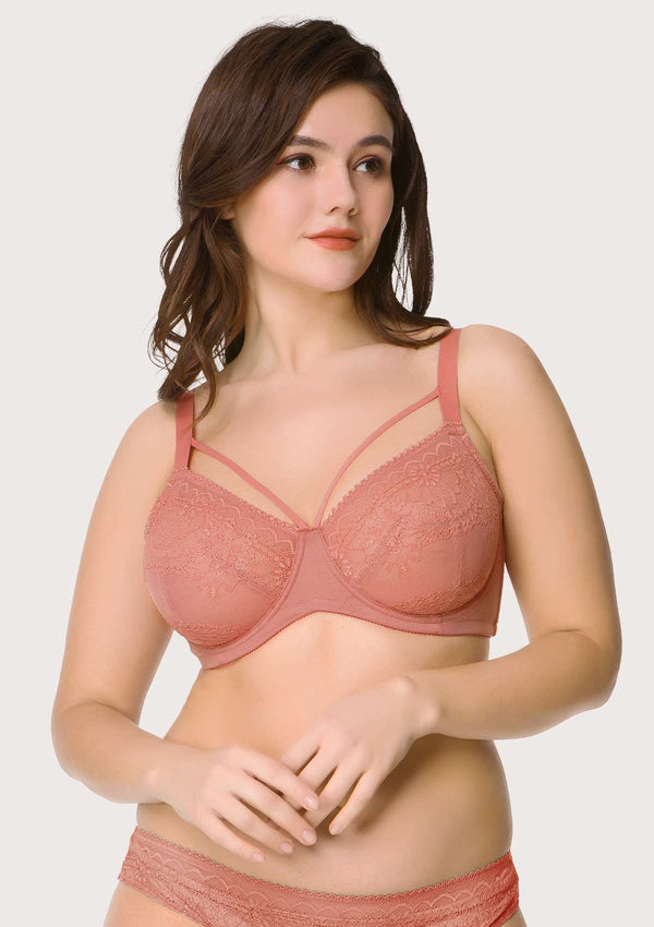 Pretty In Petals Pink Unlined Strappy Lace Bra