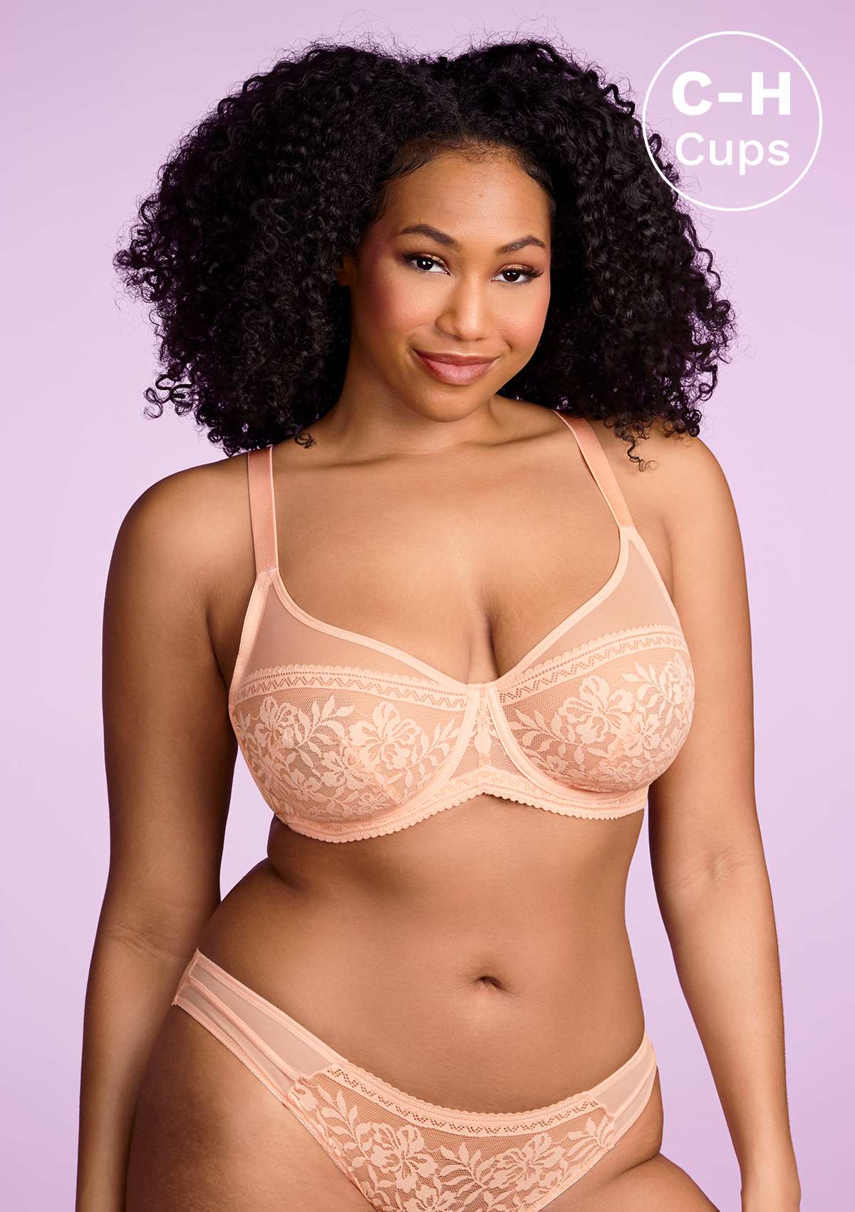 HSIA Gladioli Lace Mesh Minimizing Unlined Underwire Bra For Fuller Busts - Peach / 44 / D